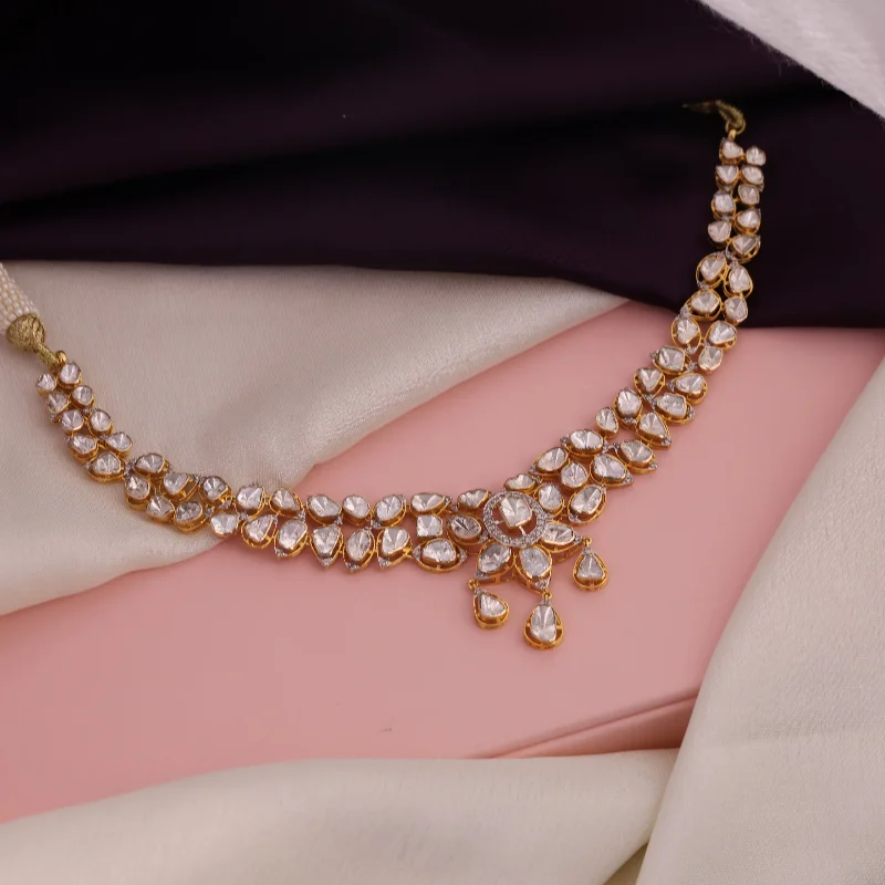 Wedding Necklaces for Brides-Nadia Polki And Diamond Necklace