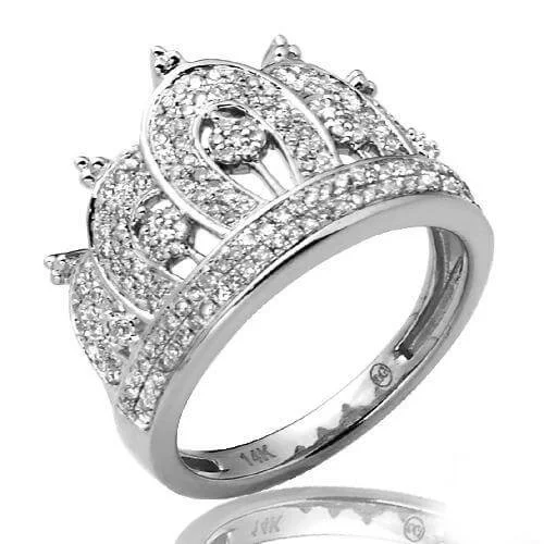 Couples Matching Rings-14KW 0.50CTW DIAMOND LADIES CROWN RING