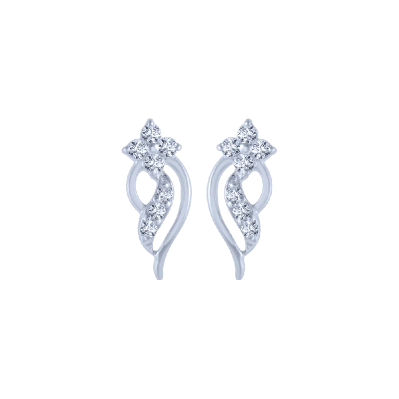 Natural Stone Earrings-14KT (585) White Gold And Diamond Stud Earrings For Women