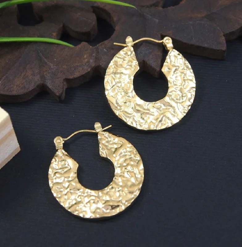 Modern Geometric Earrings-Tarohi JewelsStainless Steel Anti Tarnish Gold Plated Hoops Earring- STNER 5321