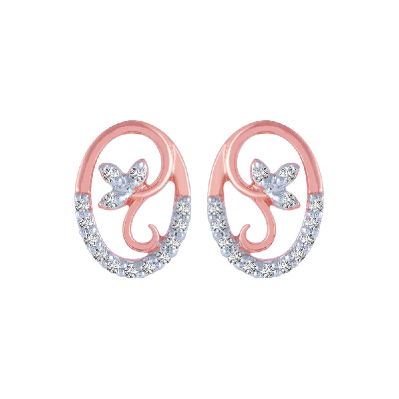 Luxury Earrings for Brides-14KT (585) Rose Gold And Diamond Stud Earrings For Women