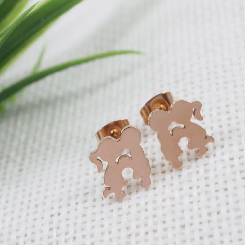 Funky Dangle Earrings-Tarohi Jewels Stainless Steel Rosegold Plated Couple Stud Earring- STNER 3909