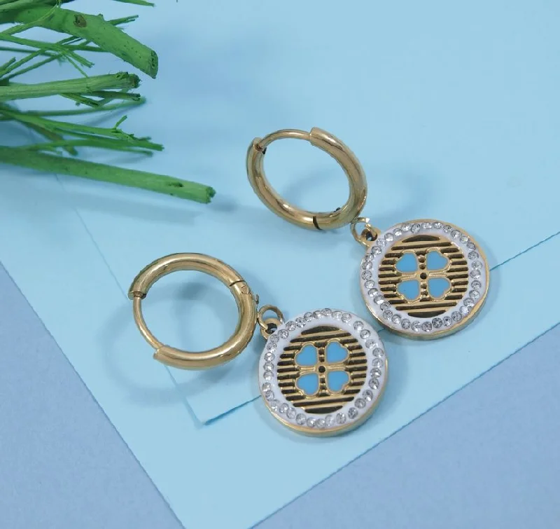 Fashionable Gold Earrings-Tarohi Jewels Stainless Steel Authentic Hoops Earring - STNER 5390