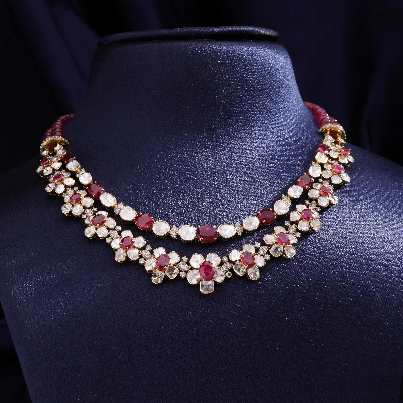 Pearls and Diamonds Necklaces-Sanika Polki And Diamond Necklace