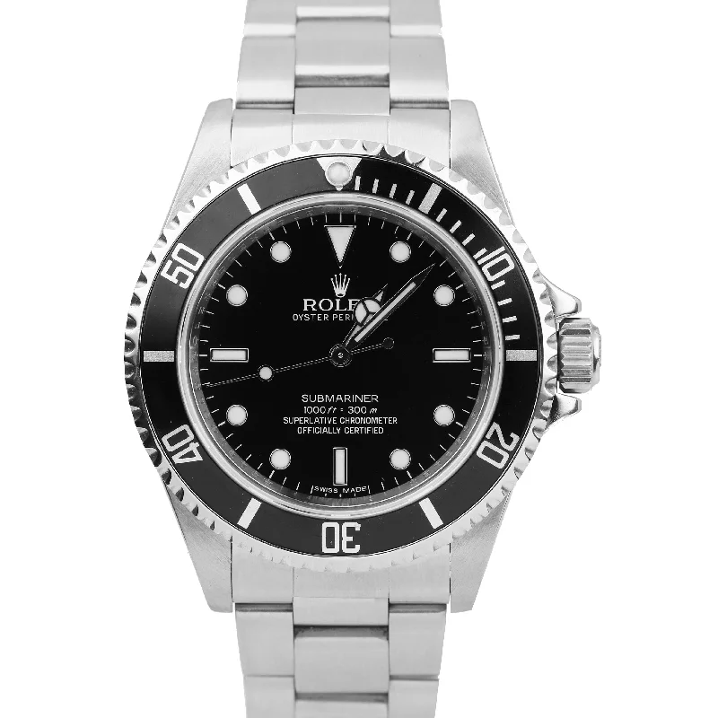 Digital Watches with Stopwatch Function-RARE REHAUT 4-LINE Rolex Submariner 14060 M No-Date 40mm Stainless Steel Watch