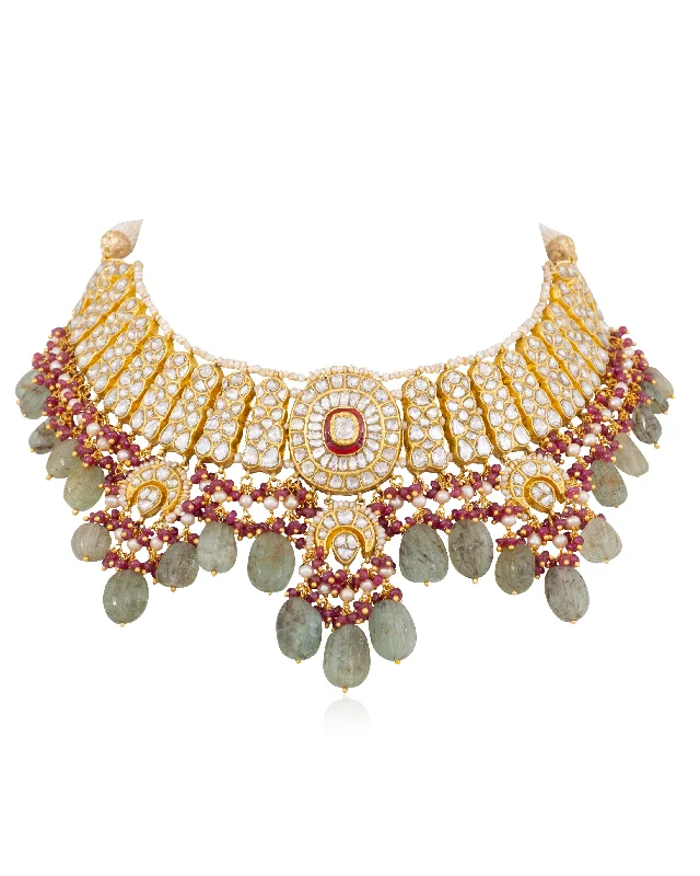 Bold Statement Chain Necklaces-Nikhila Polki Necklace