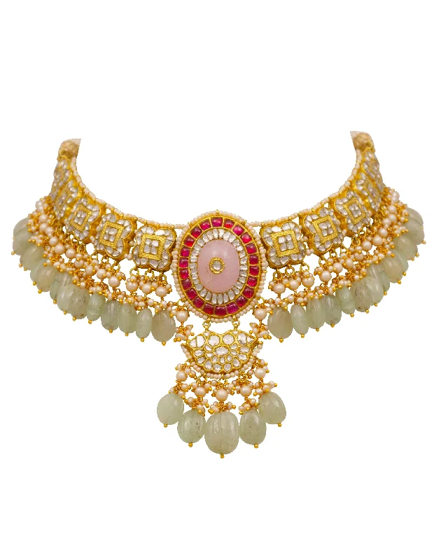 Elegant Sapphire Necklaces-Kiran Polki Necklace