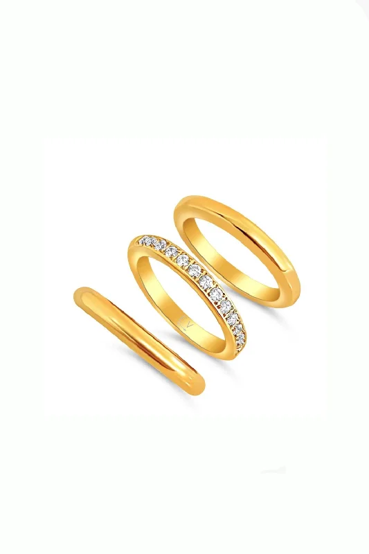 Handcrafted Engagement Rings-Percy Triple Ring Set