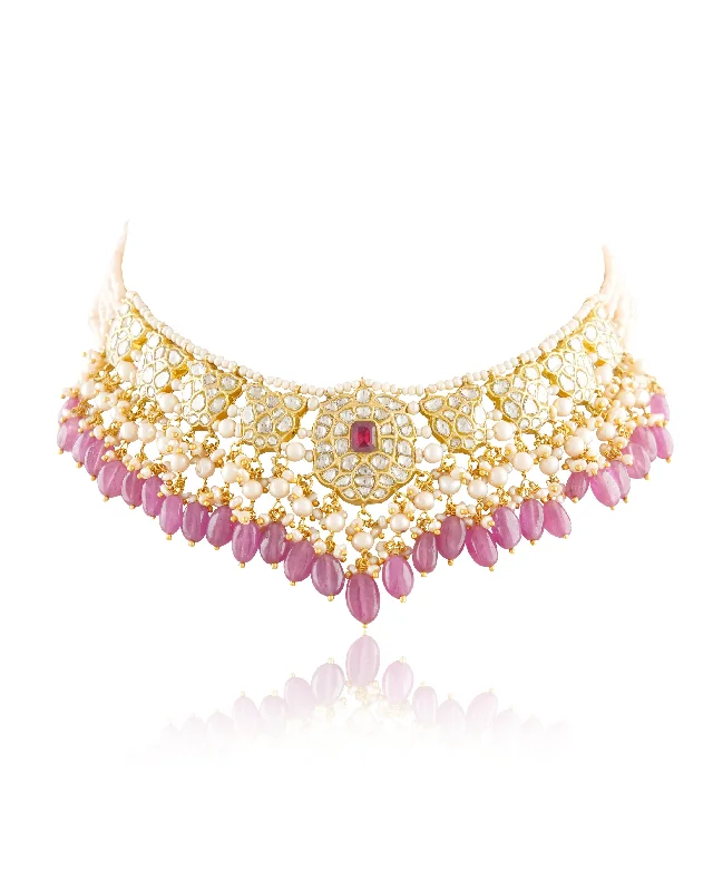 Elegant Wedding Pendant Necklaces-Fareen Polki Necklace