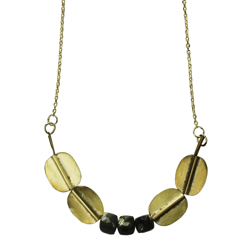 Bohemian Gemstone Necklaces-Necklace, Brass with Labradorite