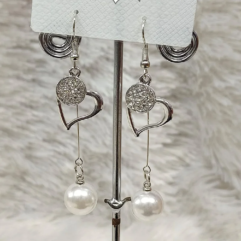 Black Gold Earrings-Diyu Dhyu Silver Plated Austrian Stone Dangler Earrings