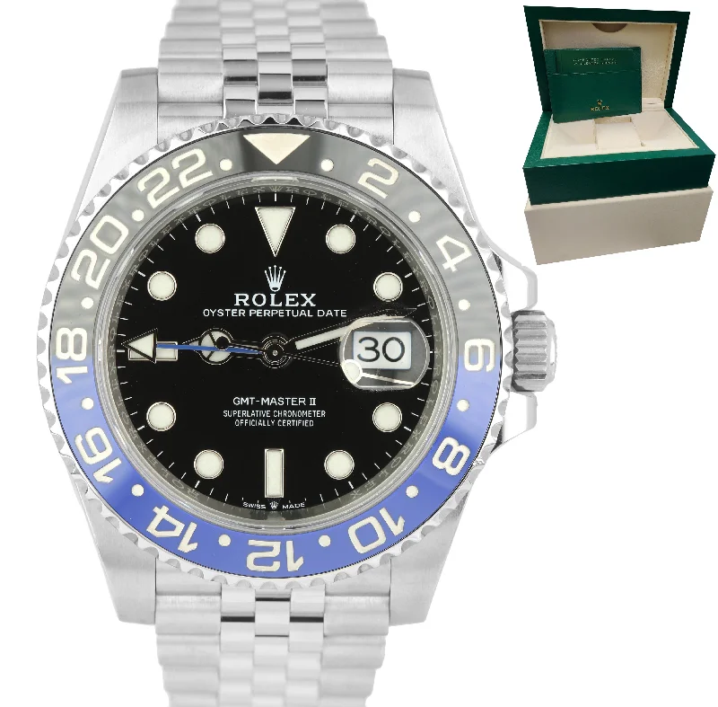 Colorful Rubber Strap Watches-Rolex GMT-Master II Batman Black Blue Jubilee Stainless 126710 BLNR 40mm Watch