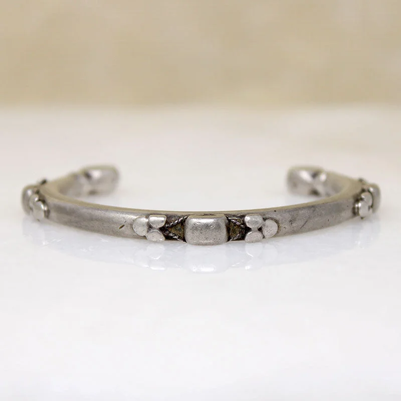 Layered Chain Bracelets-Egyptian Beaded Silver Cuff Bracelet