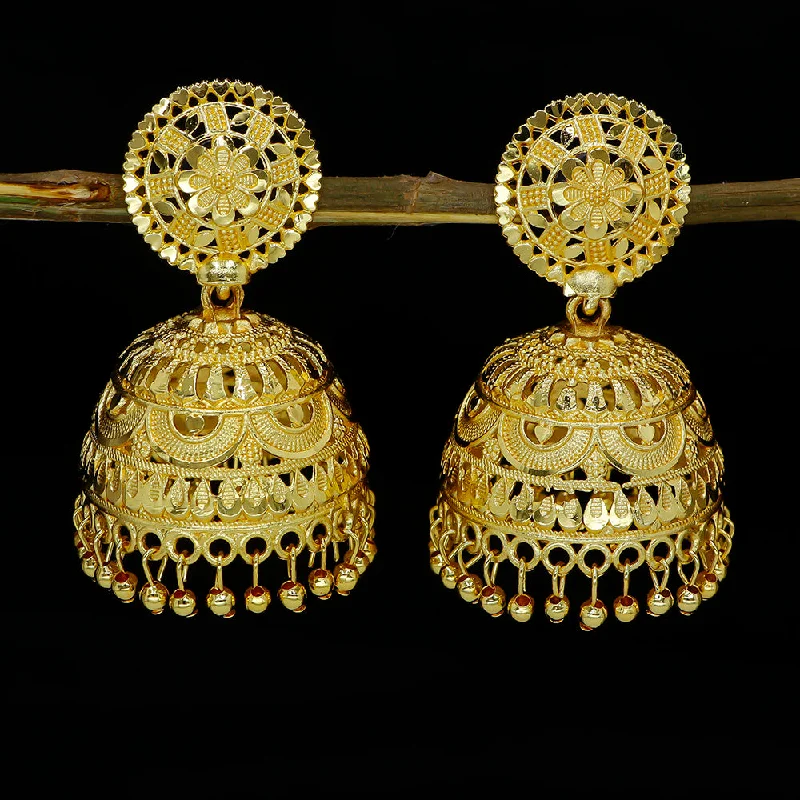 Gemstone Dangle Earrings-Mahavir  Gold Plated Jhumki Earrings