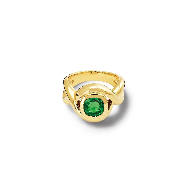 Vintage Engagement Rings-Severine Small Ring 18ct Yellow Gold - Tsavorite Garnet