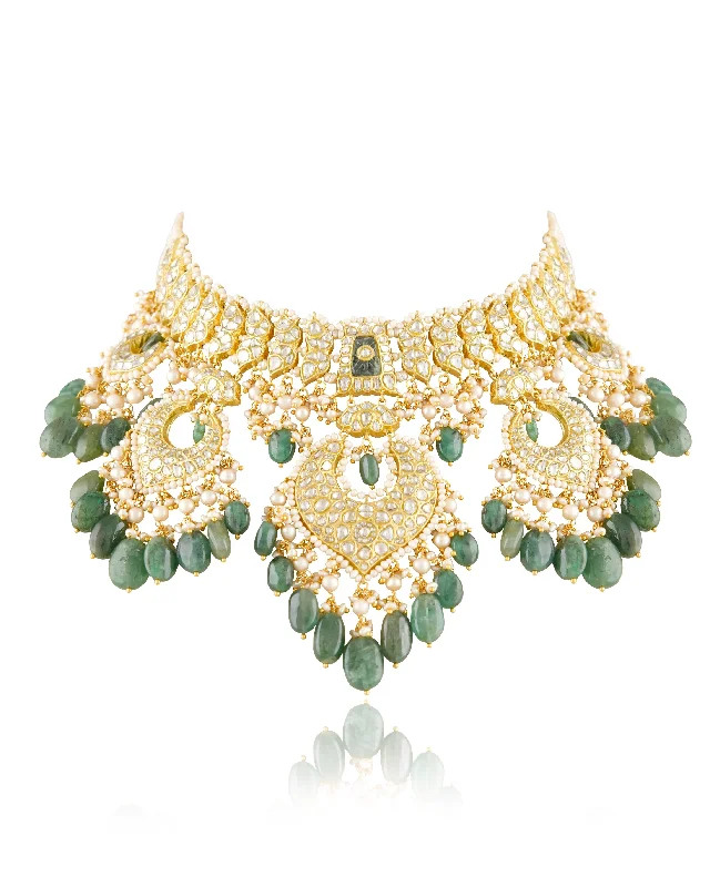 Elegant Diamond Necklaces-Sanchi Polki Necklace