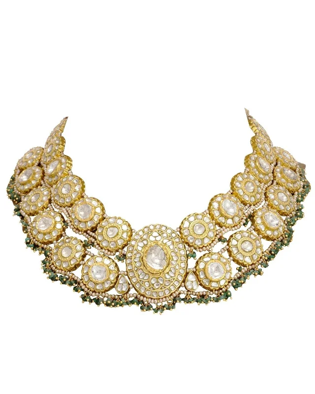 Luxury Diamond Necklaces-Ojal Polki Long Necklace