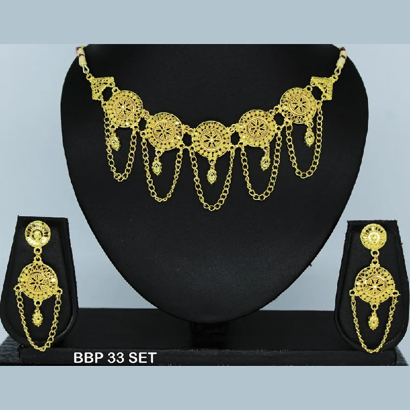 Retro Style Necklaces-Mahavir Forming Gold Necklace Set  - BBP SET 33