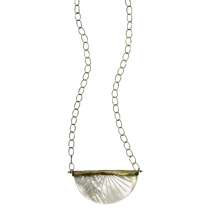 Trendy Necklaces for Teens-Zahara Necklace, Sunburst, Mother of Pearl