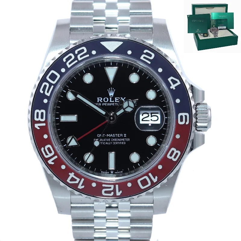 Minimalist Black Watches-2022 NEW PAPERS Rolex GMT Master PEPSI Blue Ceramic Jubilee 126710 Watch Box