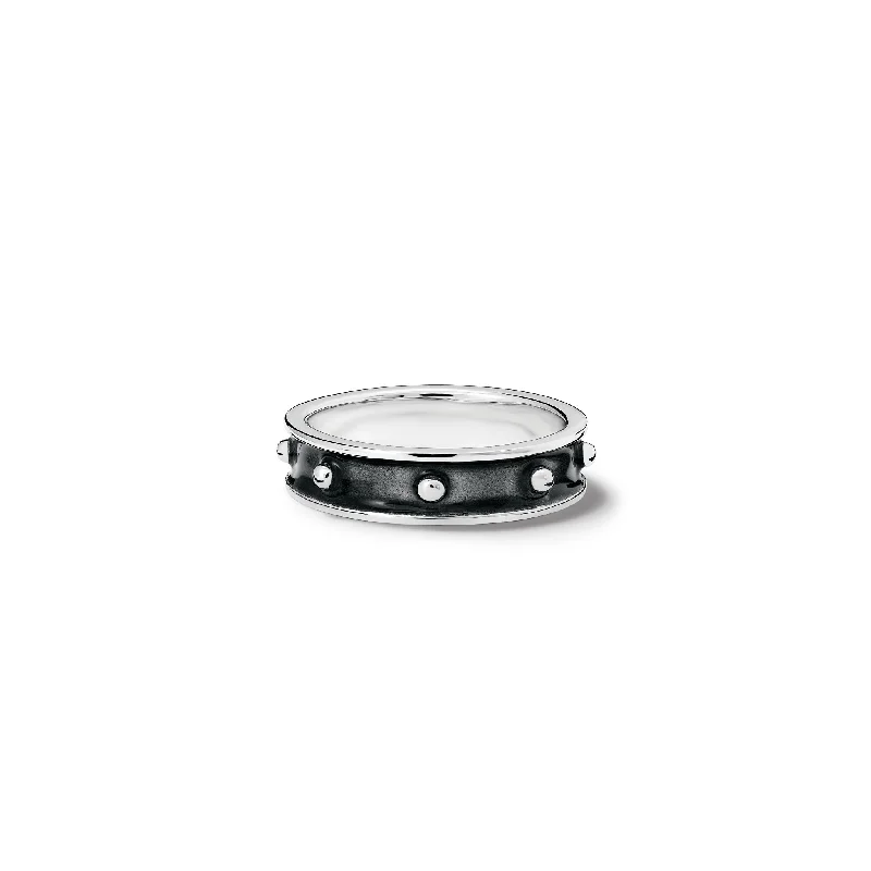 Birthstone Rings for Men-Decimus Ring Silver - Black Enamel