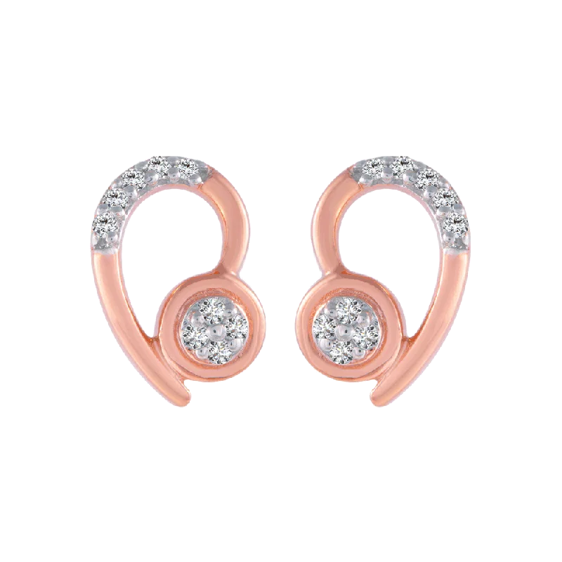 Elegant Diamond Drop Earrings-14KT (585) Rose Gold And Diamond Stud Earrings For Women