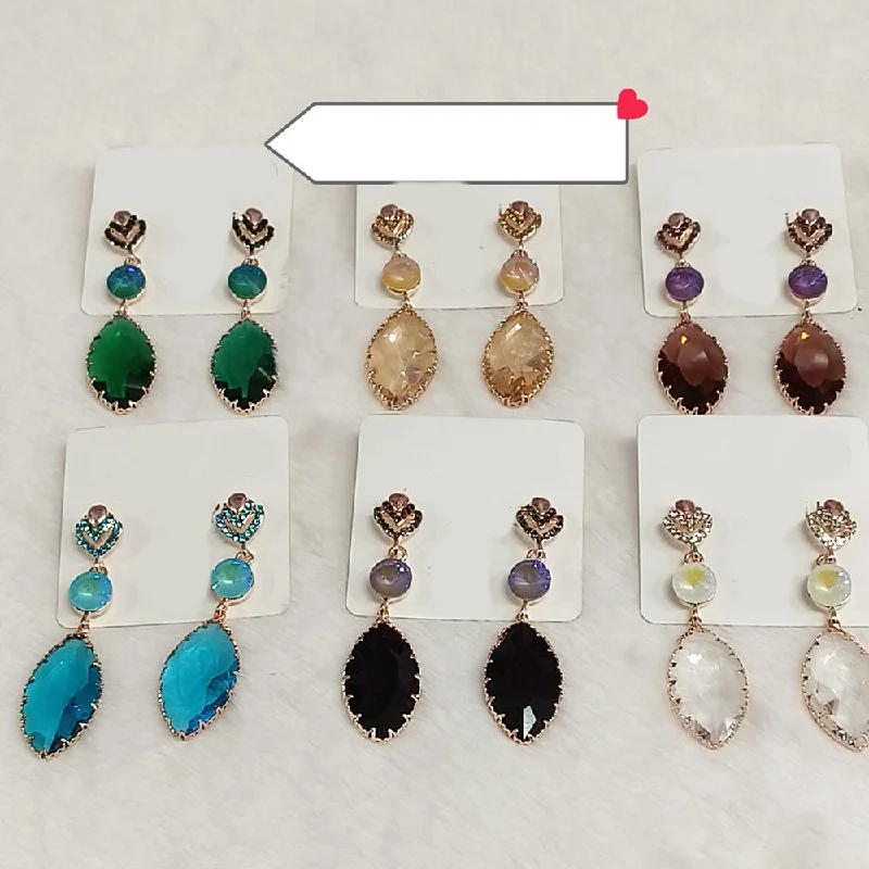 Gemstone Stud Earrings-Diyu Dhyu Crystal Stone Dangler Earrings (Assorted)