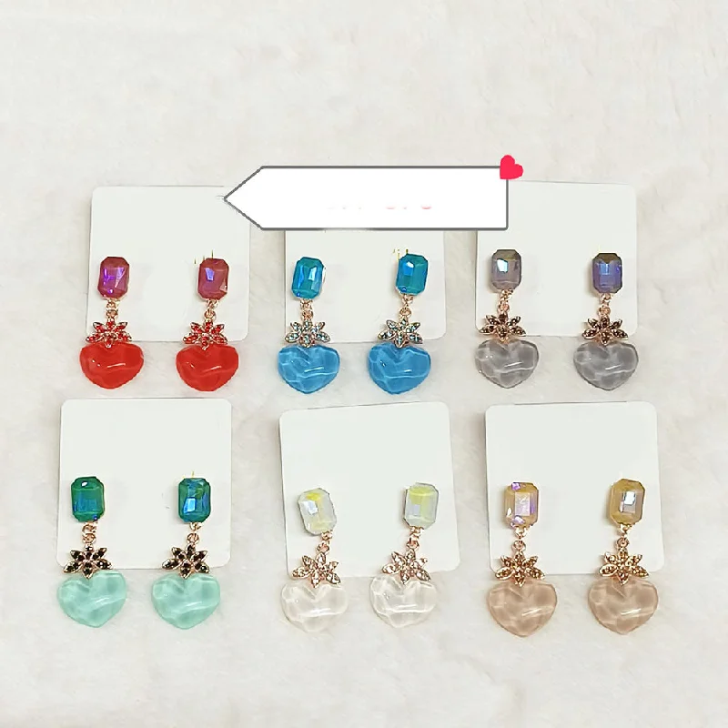 Precious Stone Earrings-Diyu Dhyu Crystal Stone Dangler Earrings (Assorted)