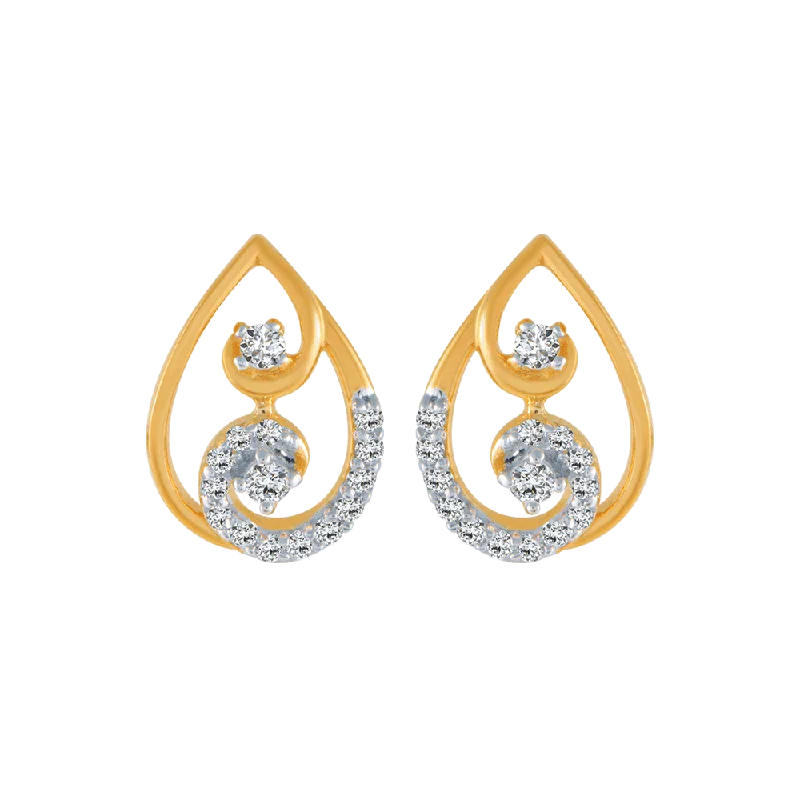 Artistic Earrings for Women-14KT (585) Yellow Gold And Diamond Stud Earrings For Women