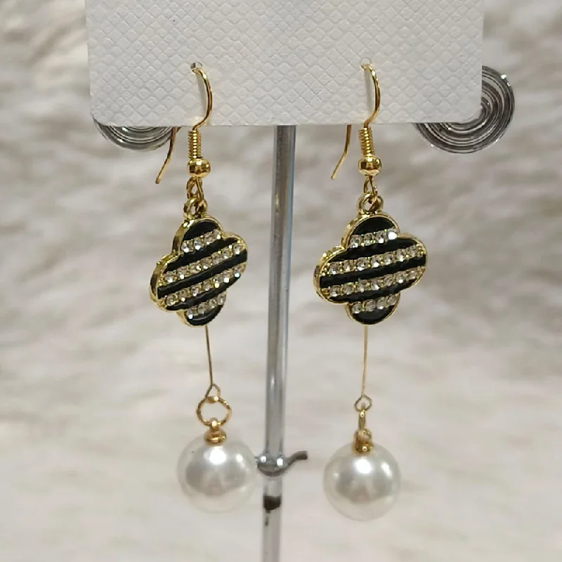 Art Deco Earrings-Diyu Dhyu Gold Plated Austrian Stone Dangler Earrings