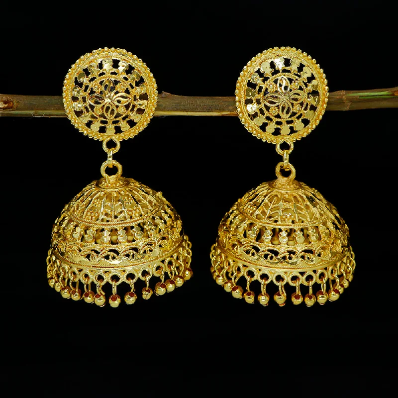 Light Crystal Earrings-Mahavir  Gold Plated Jhumki Earrings