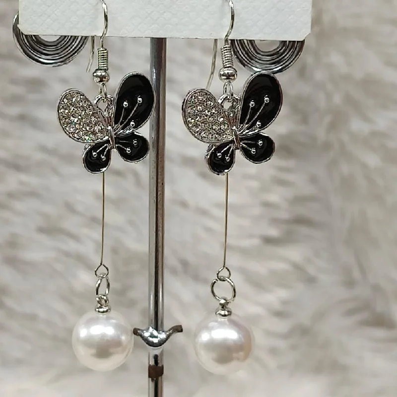 Mixed Metal Earrings-Diyu Dhyu Silver Plated Austrian Stone Dangler Earrings