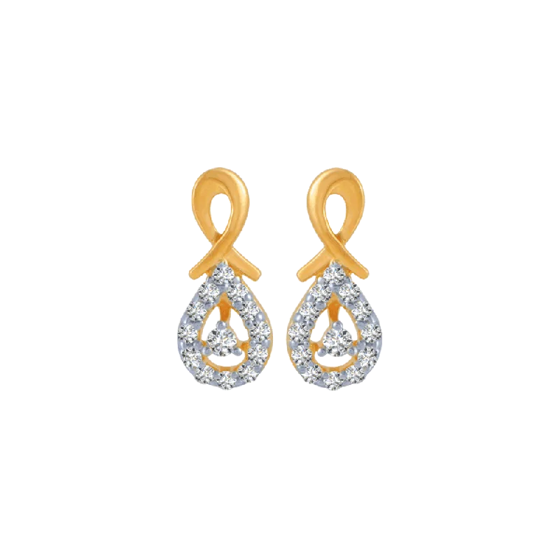 Statement Earrings for Teens-14KT (585) Yellow Gold And Diamond Stud Earrings For Women