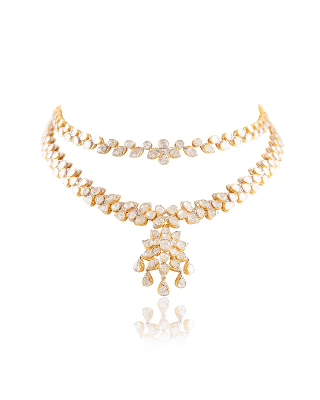 Rose Gold Necklaces for Women-Shakti Polki And Diamond Necklace