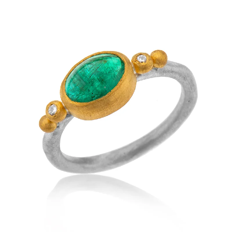 Handcrafted Promise Rings-Nava Zahavi Emerald and Diamond Ring