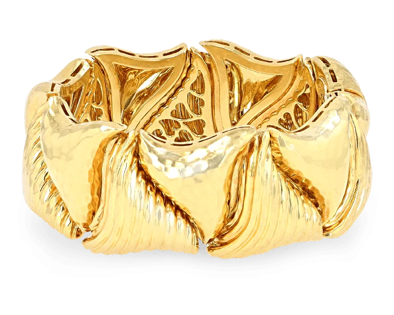 Luxury Bracelets with Diamonds-Henry Dunay Textured Gold Bracelet