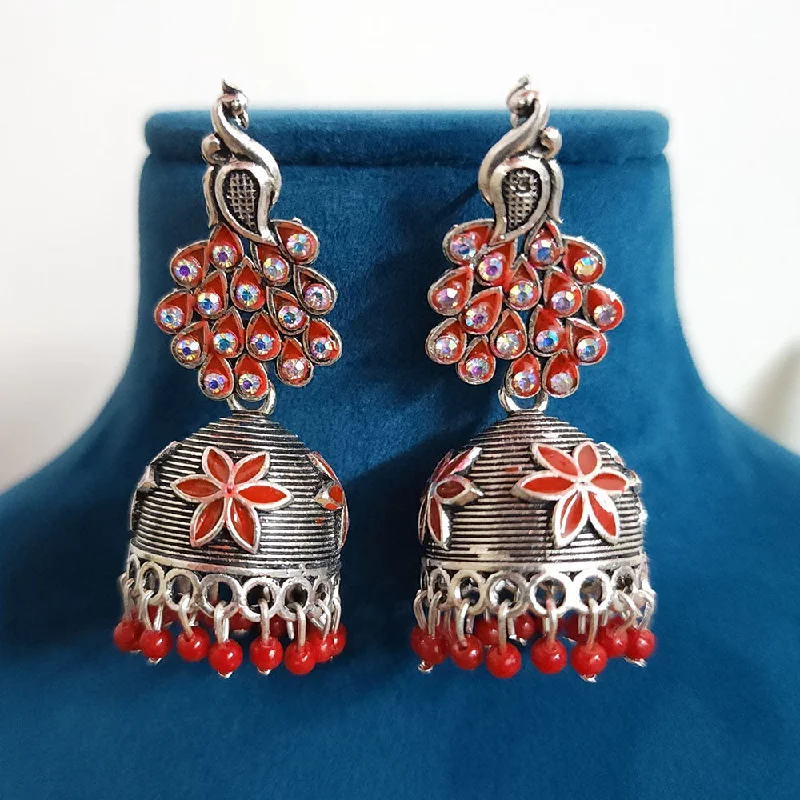 Handmade Earrings Online-H K Fashion Silver Plated  Pearls Jhumki Earrings