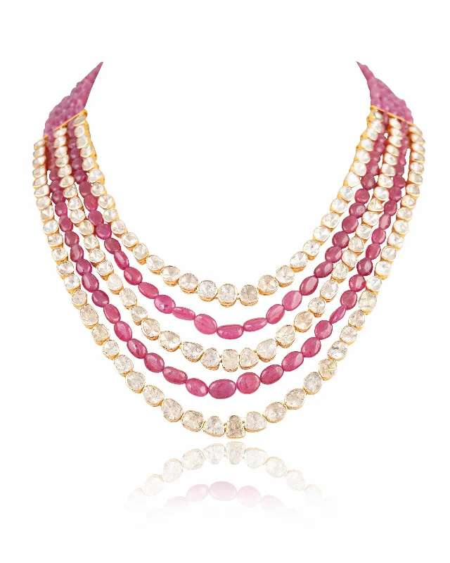 Fashionable Rope Necklaces-Resham Polki Long Necklace