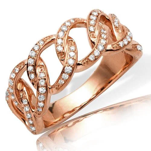 Stackable Engagement Rings-14K 0.35CT DIAMOND MIAMI CUBAN RING