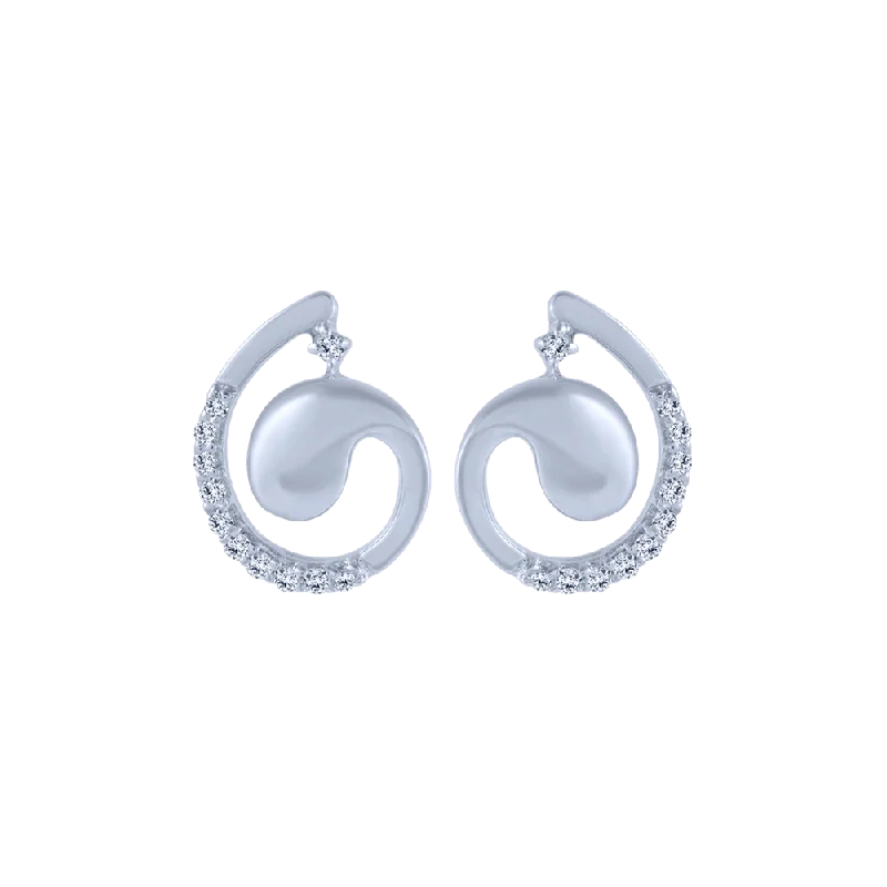 Affordable Silver Earrings-14KT (585) White Gold And Diamond Stud Earrings For Women