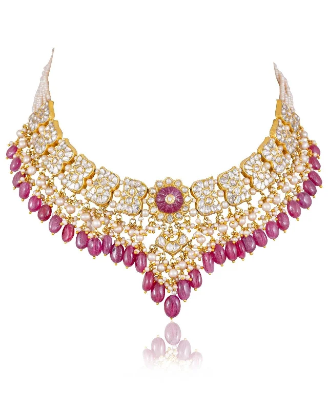 Multi-Colored Crystal Necklaces-Shivakshi Polki Necklace