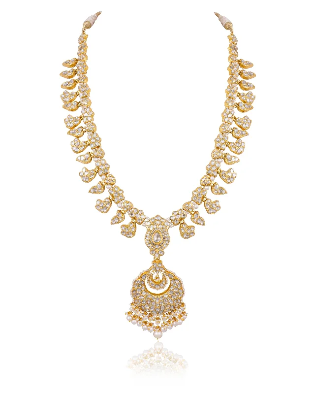 Unique Necklace Designs-Dhruvi Polki Long Necklace