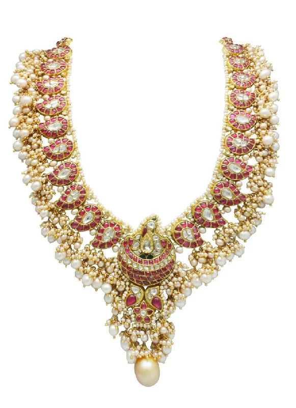 Elegant Layered Gold Necklaces-Emel Polki Long Necklace