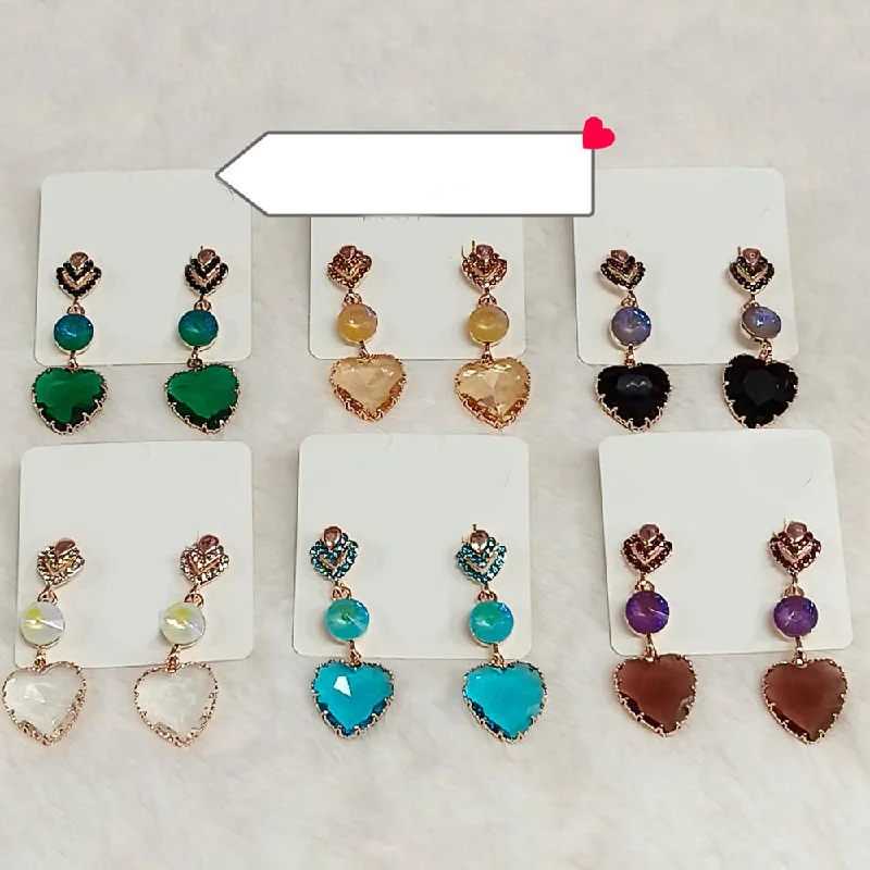 Cute Animal Earrings-Diyu Dhyu Crystal Stone Dangler Earrings (Assorted)