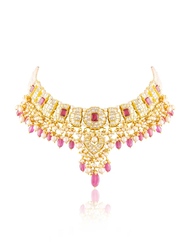 Sparkling Crystal Necklaces-Niranjana Polki Necklace