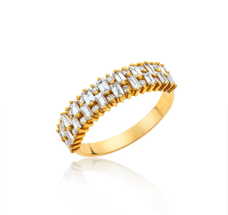 Luxury Gold Wedding Bands-Nava Zahavi 14K Baguette Diamond Ring