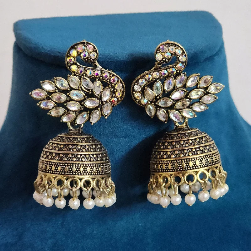 Ethnic Earrings for Women-H K Fashion Gold Plated Crystal Stone And  Pearls Jhumki Earrings