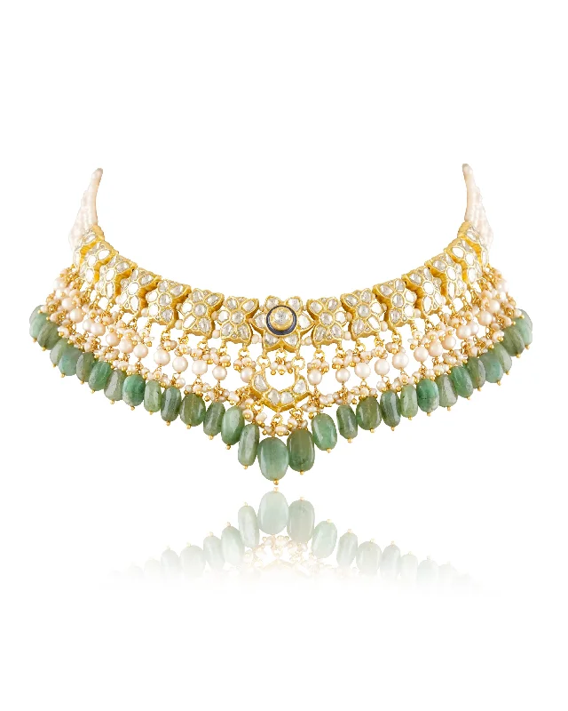 Gold Necklaces for Bridesmaids-Dhara Polki Necklace