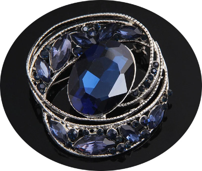 Handmade Vintage Brooch-Rhinestone Blue Brooch BR-061