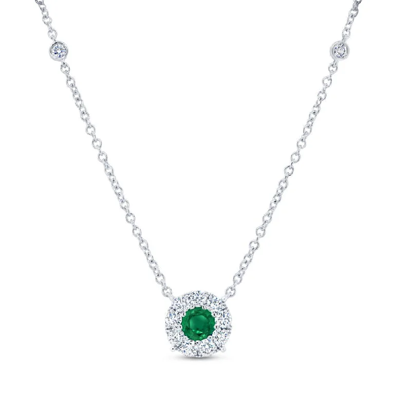 Artistic Crystal Brooch for Women-Uneek Precious Collection Halo Round Emerald Brooch Pendant